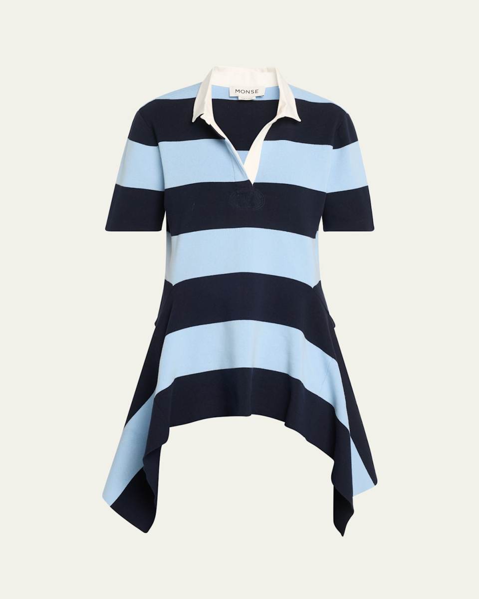 Striped Half Placket Knit Polo Top